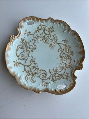 Vintage White Porcelain Decorative Plate with Gold Gilding